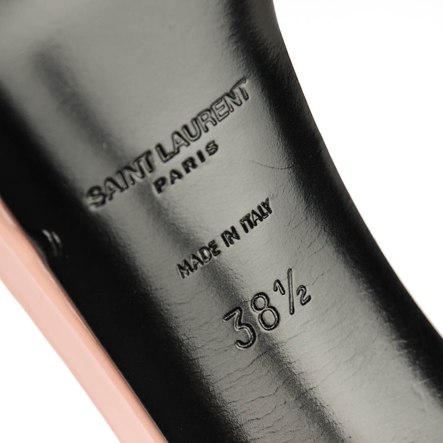 Saint Laurent Patent Calfskin Jane 105 Ankle Strap Sandals 38.5 Pale Pink 6 of 7