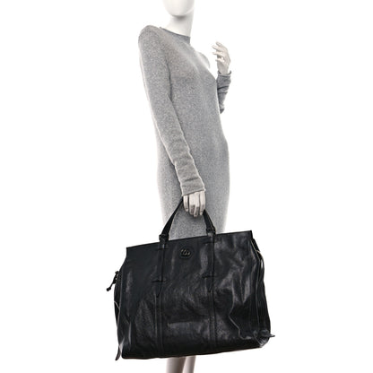 Gucci Calfskin Monochrome Medium Double G Tote Bag Black 3 of 13