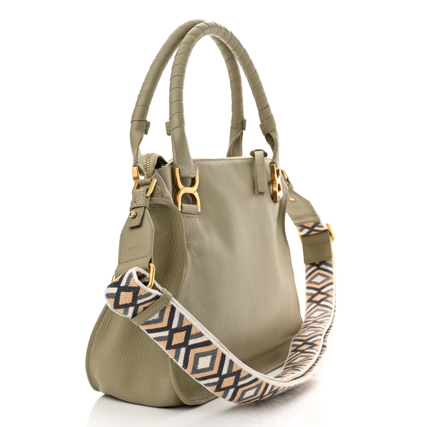 Calfskin Braided Medium Marcie Double Carry Slate Green