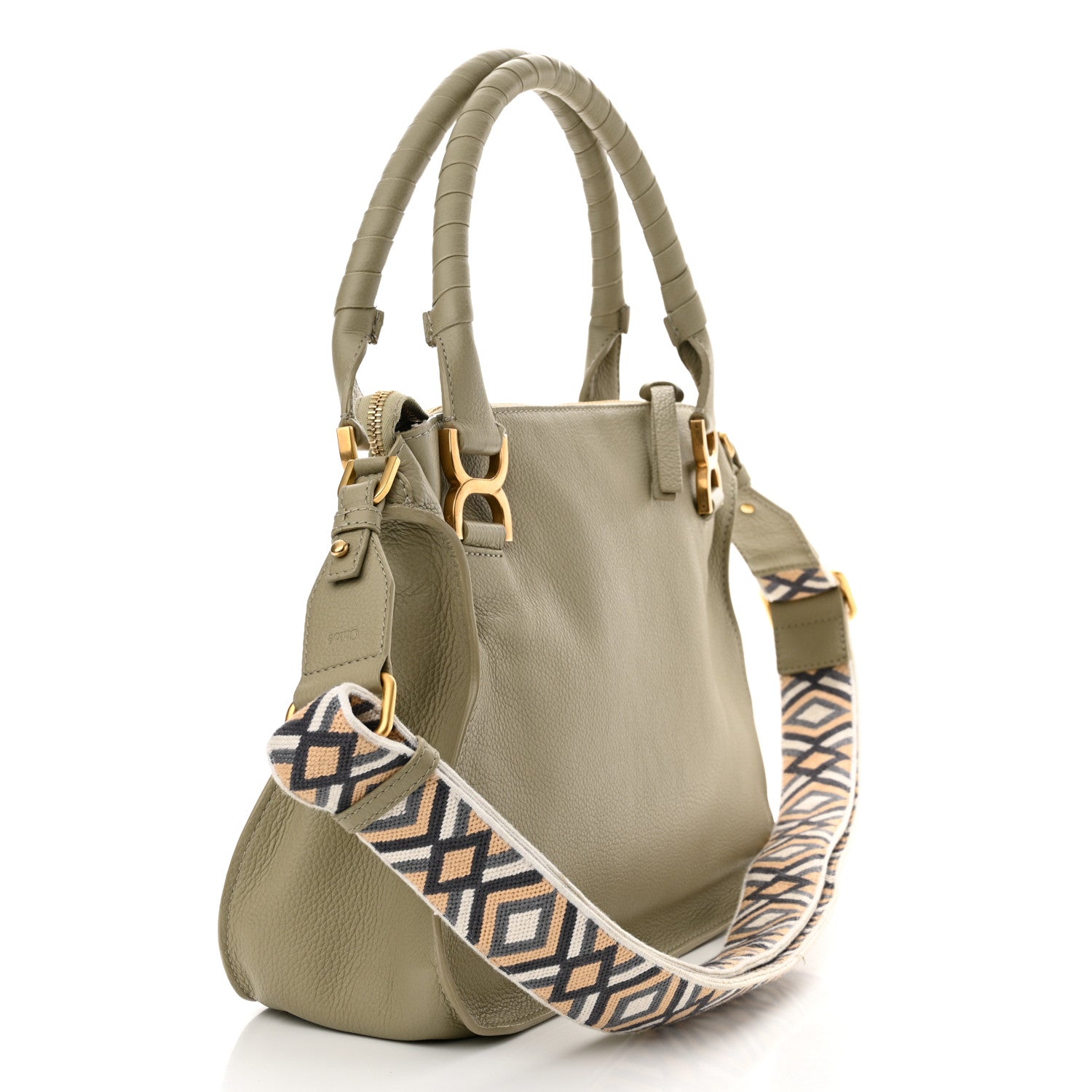 Chloe Calfskin Braided Medium Marcie Double Carry Slate Green 3 of 10