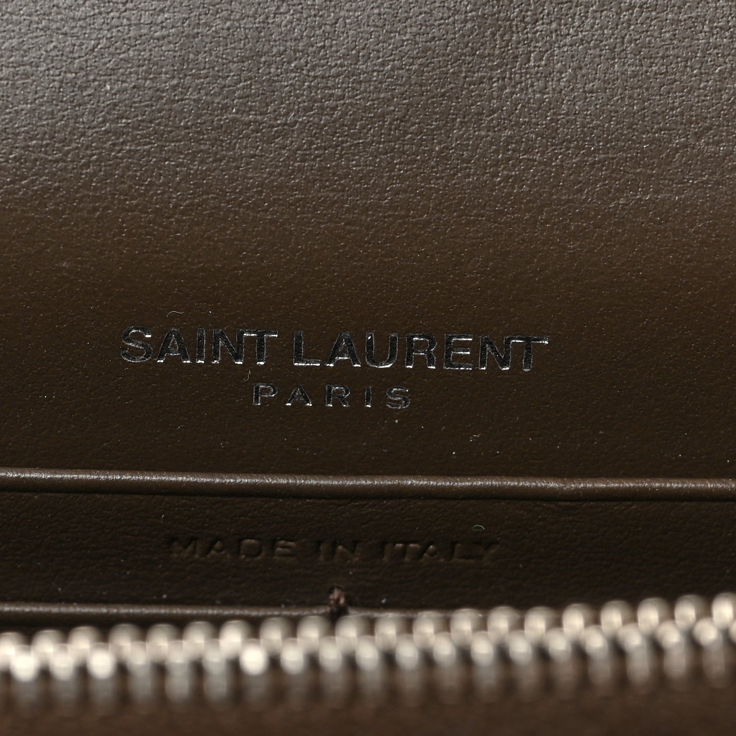 Calfskin Crocodile Embossed Kate Monogram Tassel Chain Wallet Dark Brown