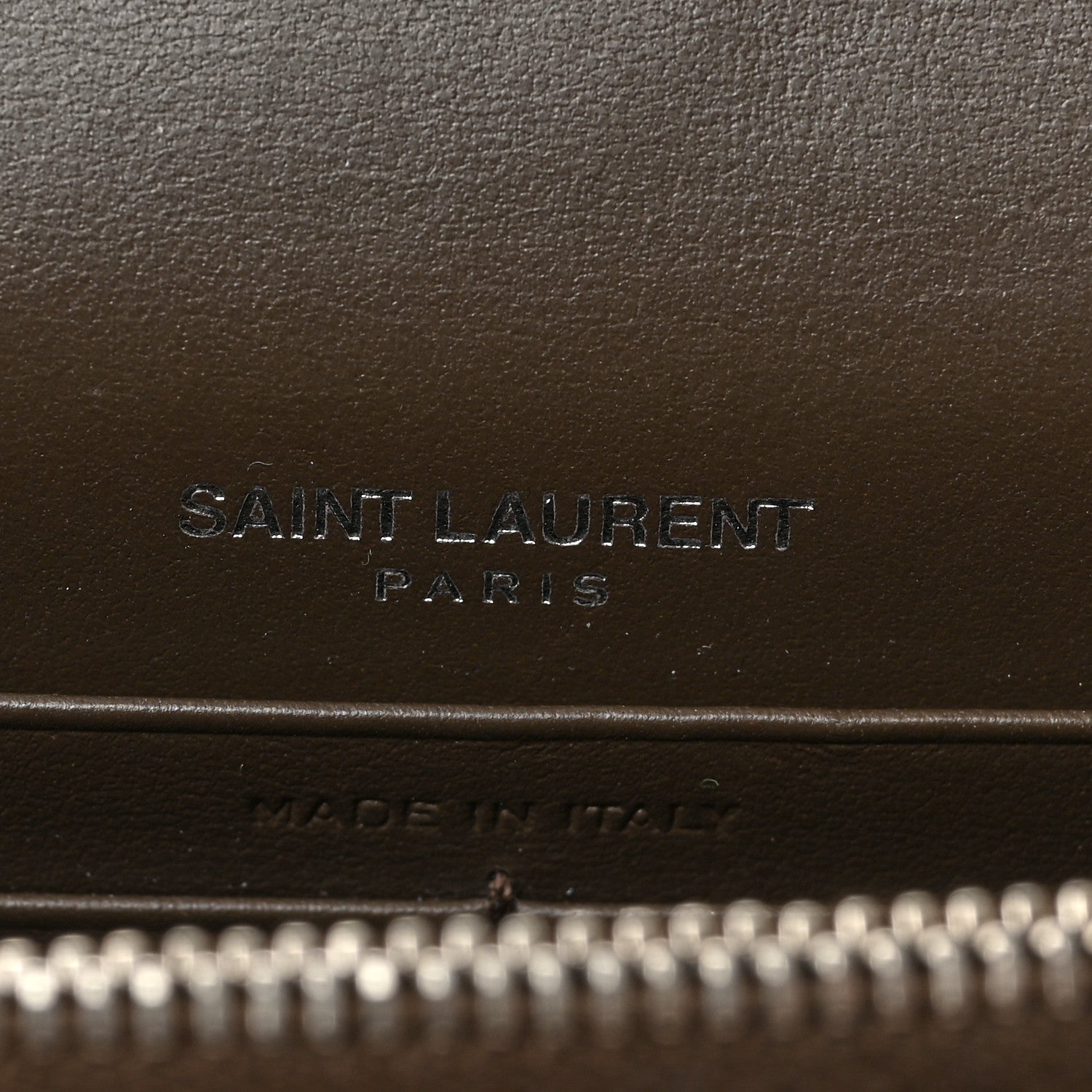Saint Laurent Calfskin Crocodile Embossed Kate Monogram Tassel Chain Wallet Dark Brown 6 of 8