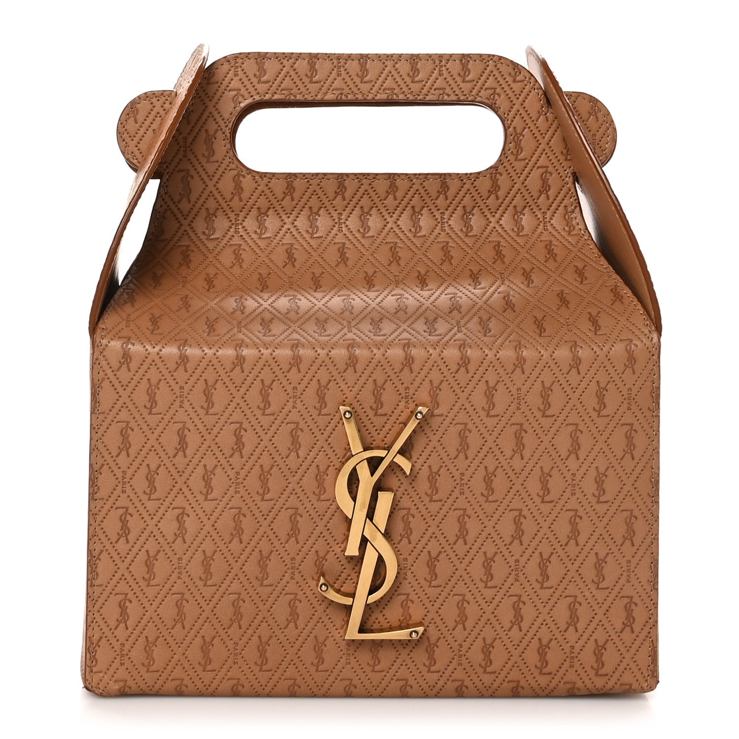 Saint Laurent Calfskin Monogram Take Away Box Dusty Vintage Brown Gold 1 of 9