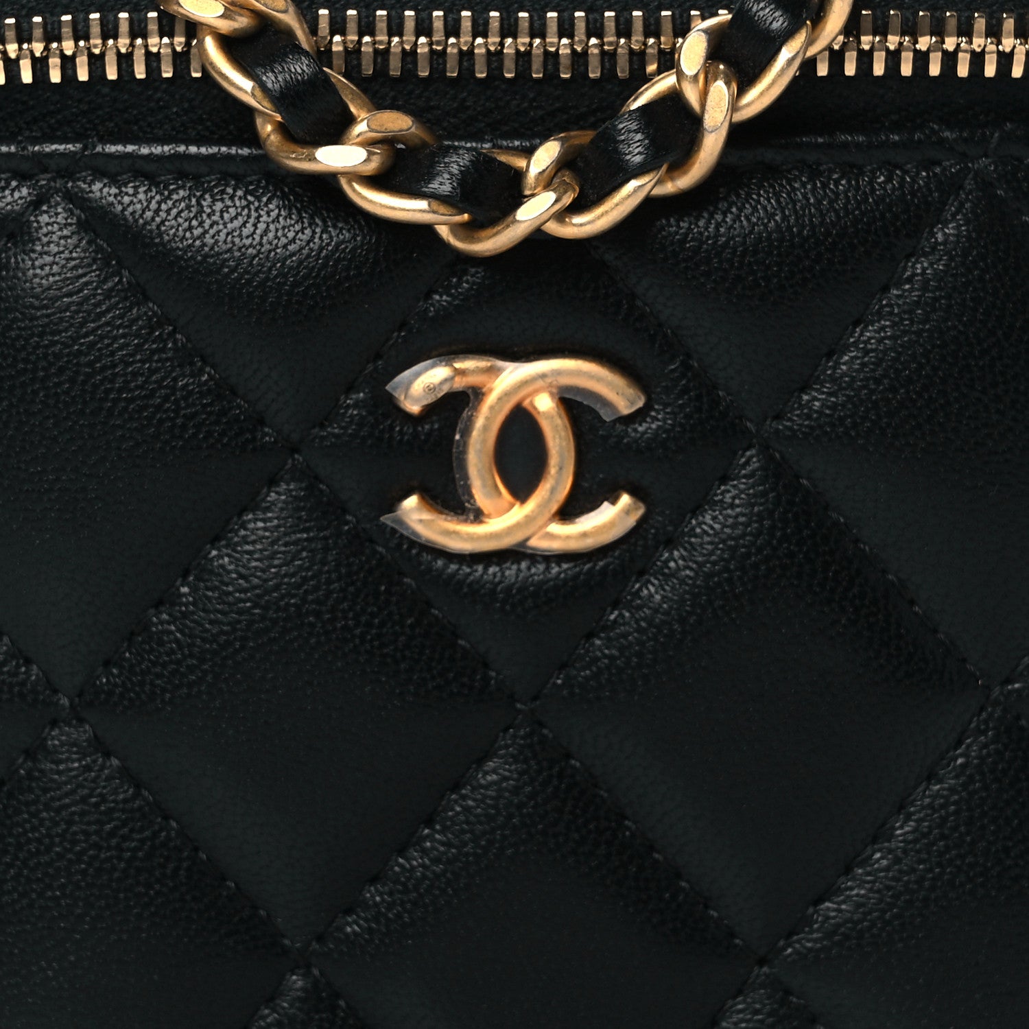 Chanel Lambskin Quilted Mini Pearl Crush Vanity Case With Chain Black 8 of 11