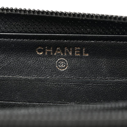 Chanel Iridescent Glazed Calfskin Quilted Small Boy Zip Around Wallet Black 6 of 12