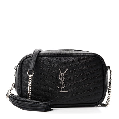 Saint Laurent Grain De Poudre Matelasse Monogram Mini Lou Camera Bag Black 1 of 11