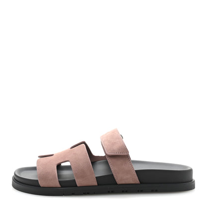 Hermes Suede Goatskin Womens Chypre Sandals 39 Rose Antique 1 of 10