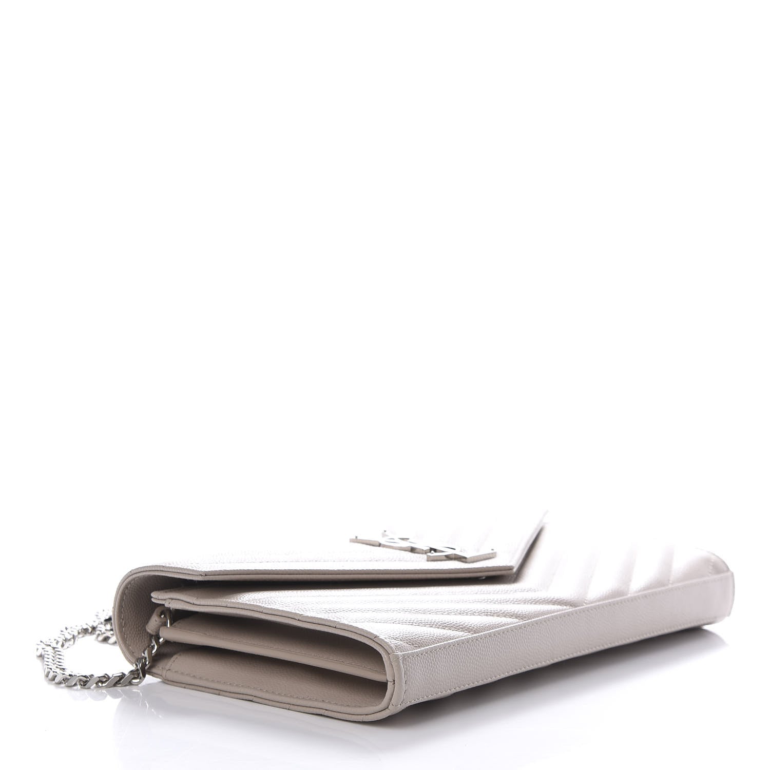 Saint Laurent Grain De Poudre Matelasse Chevron Monogram Chain Wallet Rose Poudre 4 of 18