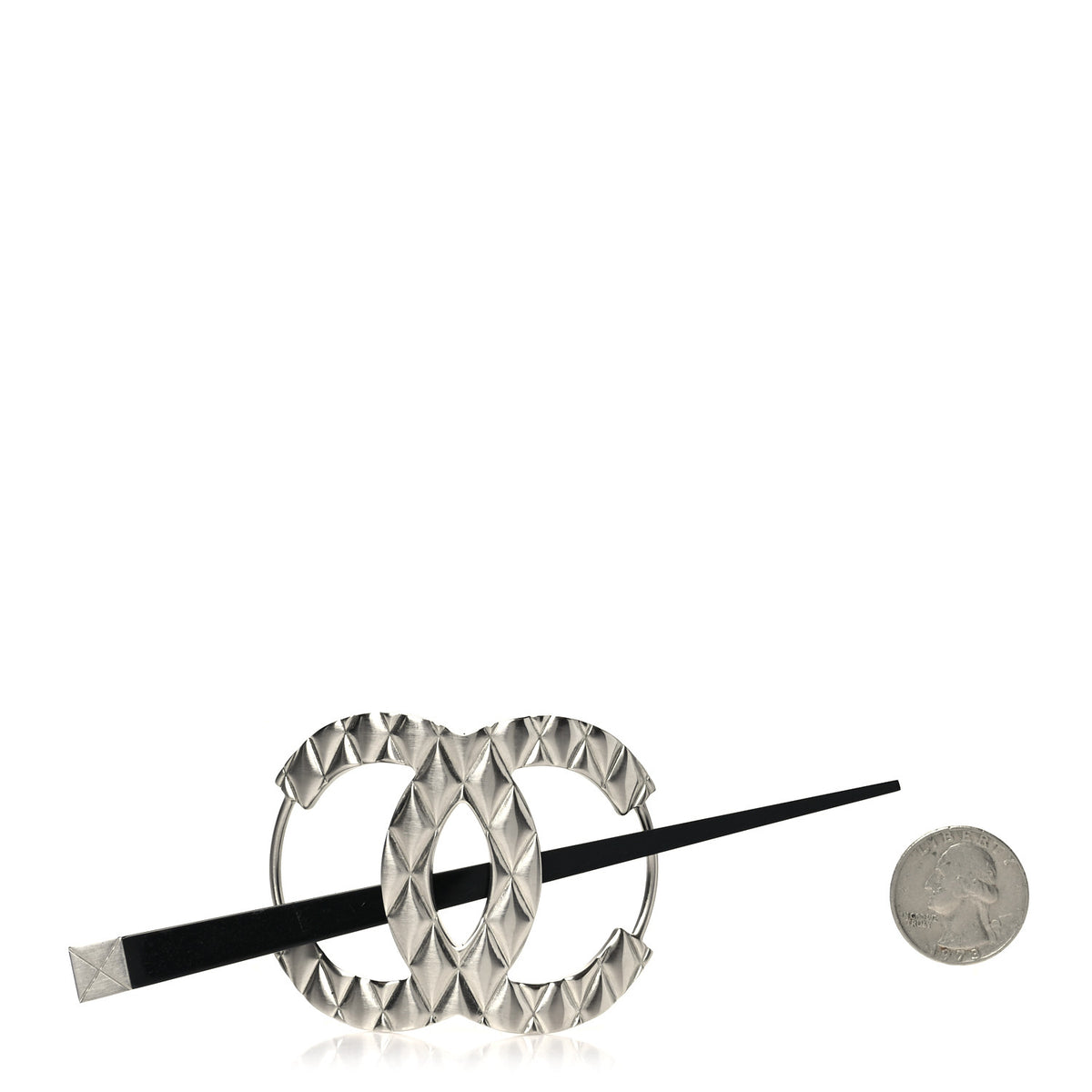 Quilted CC Hair Pin Ruthenium