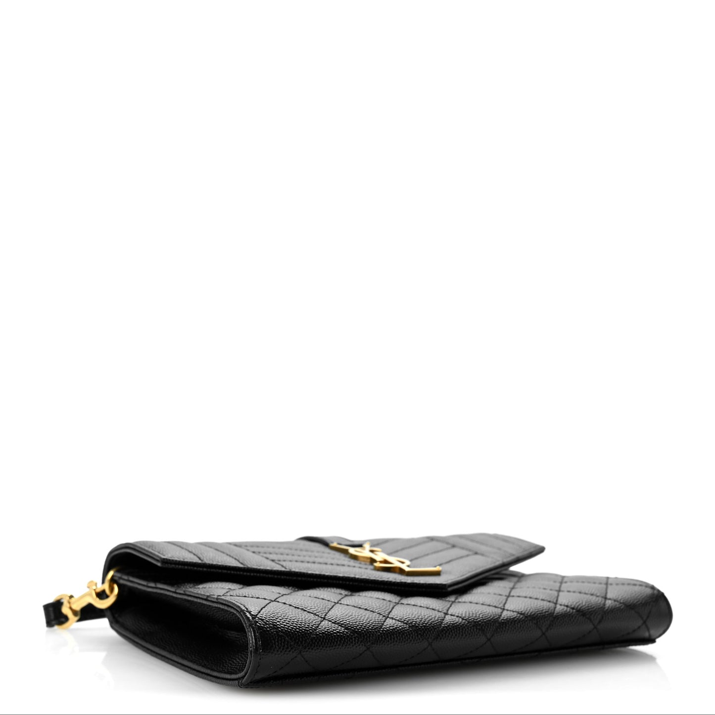 Grain De Poudre Textured Mixed Matelasse Triquilt Monogram Clutch Black