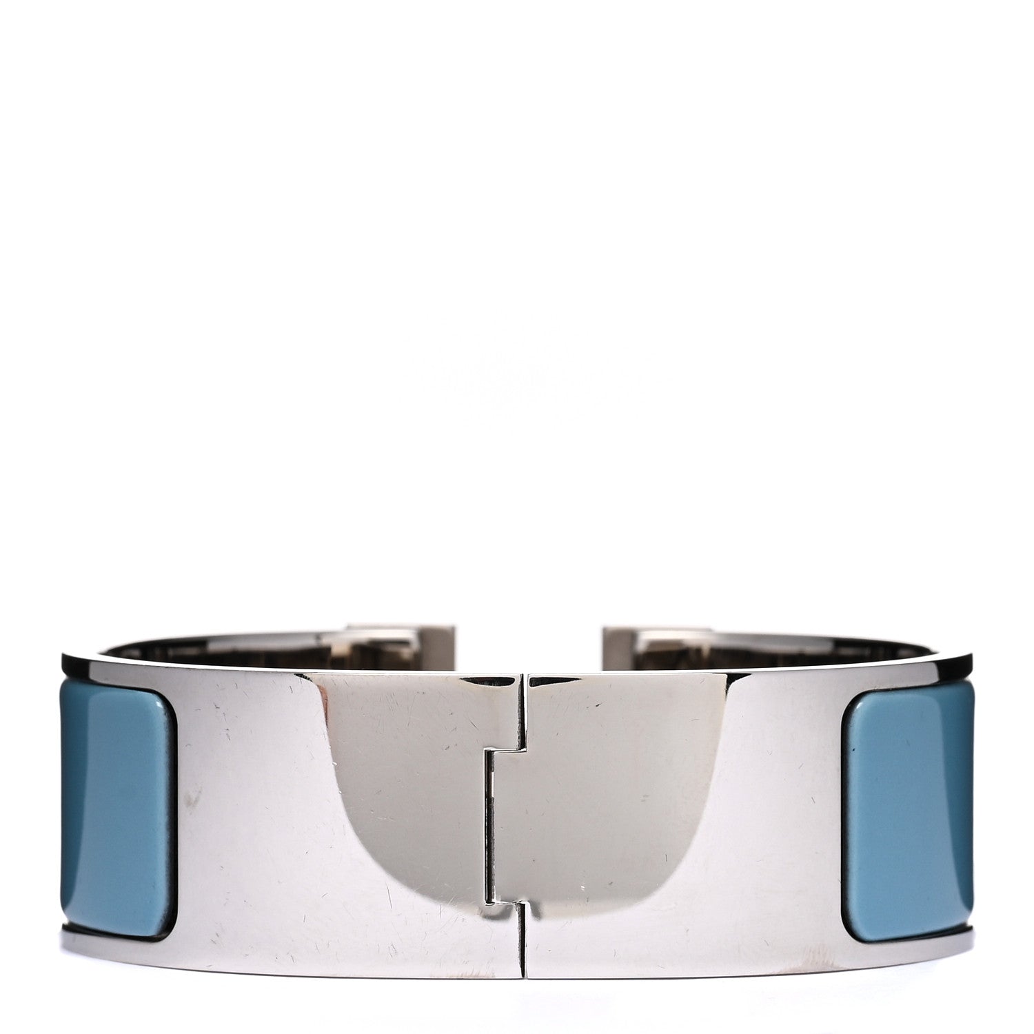Hermes Enamel Wide Clic Clac H Bracelet Blue Jean White 2 of 3