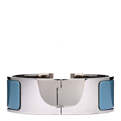 Hermes Enamel Wide Clic Clac H Bracelet Blue Jean White 2 of 3