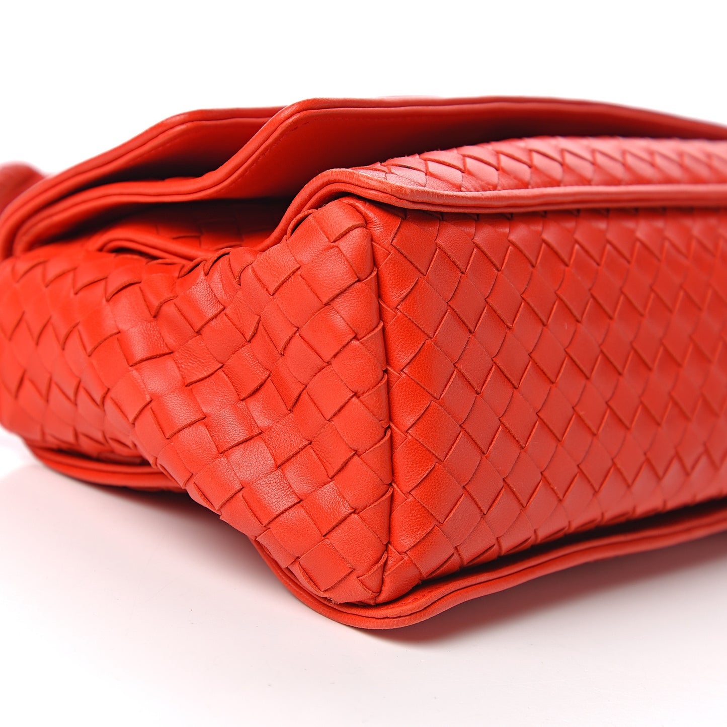 Nappa Intrecciato Braided Flap Shoulder Bag Cardinal