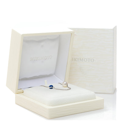 Mikimoto Sterling Silver Akoya Cultured Pearl Enamel Single Necklace Blue Blue 6 of 6