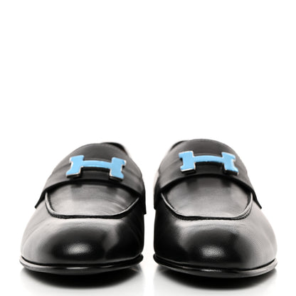 Hermes Goatskin Womens Paris Loafers 38.5 Black 2 of 9