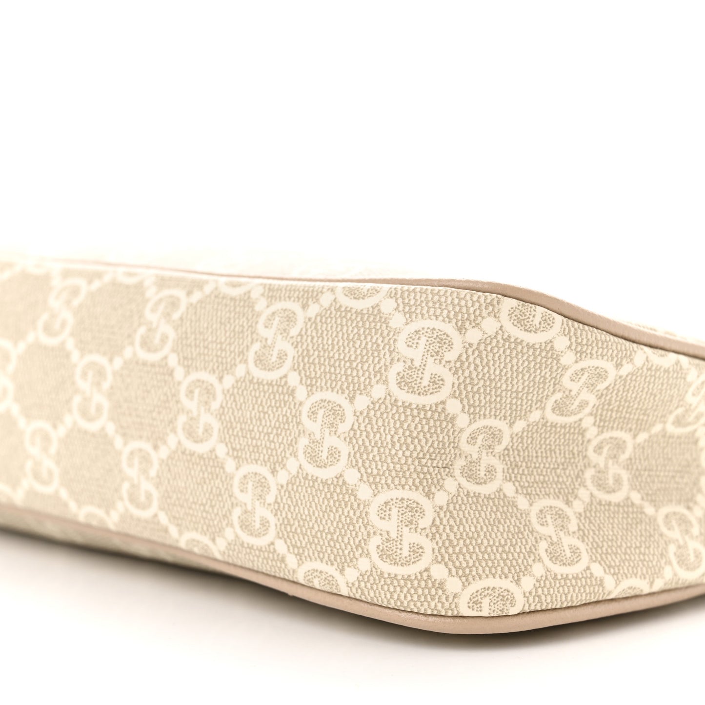 GG Supreme Monogram Textured Dollar Calfskin Small Ophidia Hobo Beige Mystic White Oatmeal