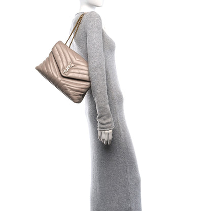Saint Laurent Calfskin Y Quilted Monogram Medium Loulou Chain Satchel Light Natural 2 of 9