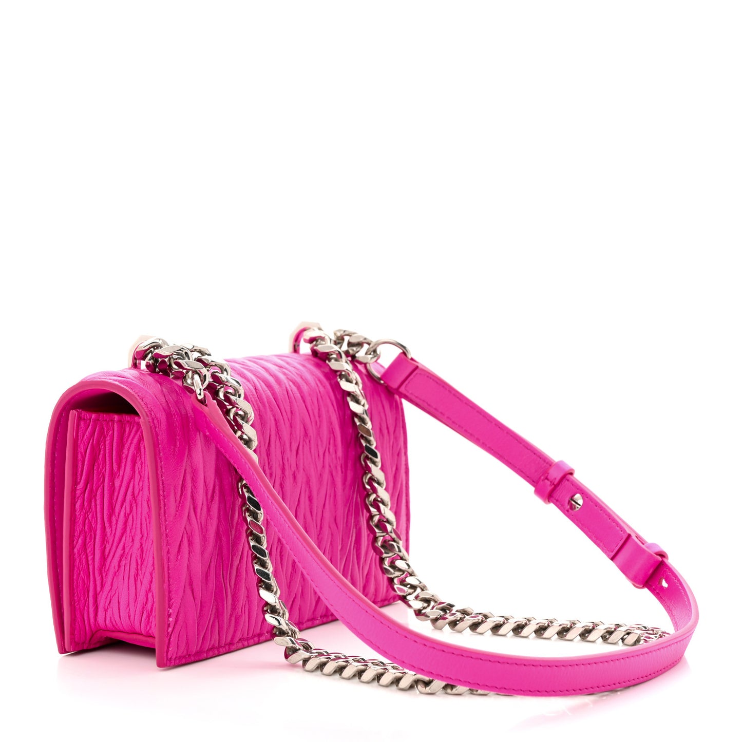 Lambskin Pleated Knuckle Shoulder Bag Fuchsia