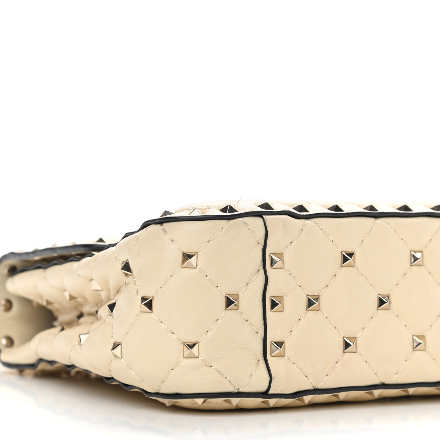 Nappa Medium Rockstud Spike Shoulder Bag Light Ivory