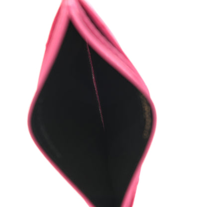 Saint Laurent Grain De Poudre Matelasse Chevron Monogram Credit Card Case Fresh Fuxia 5 of 8