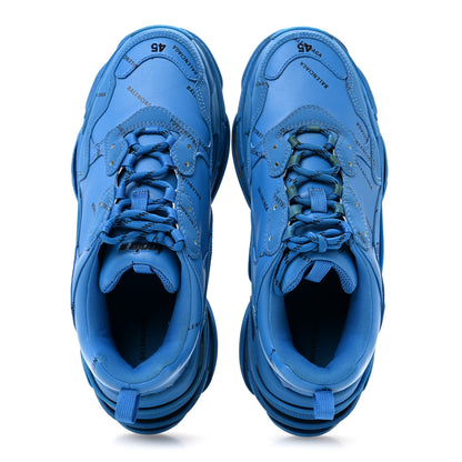 Balenciaga Technical Fabric Allover Logo Mens Triple S Sneakers 45 Blue Black 45 Blue Black 2 of 10
