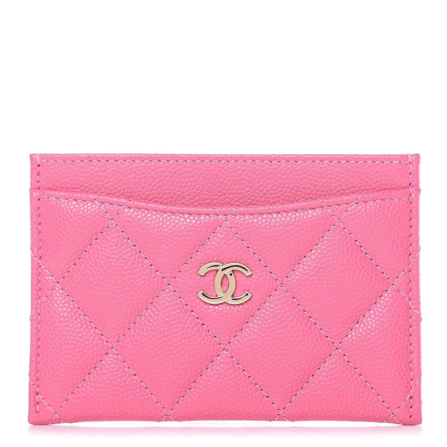 Caviar Quilted Card Holder Pink
