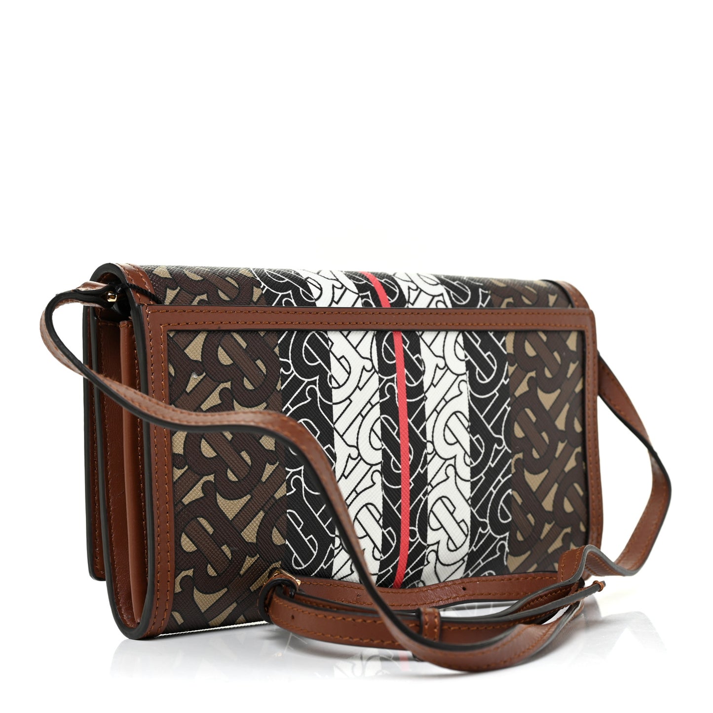 E-Canvas Monogram Stripe Hannah Wallet Bridle Brown