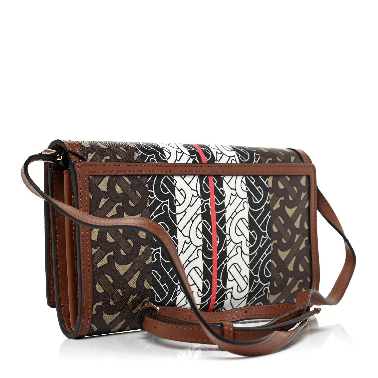 Burberry E-Canvas Monogram Stripe Hannah Wallet Bridle Brown 3 of 12