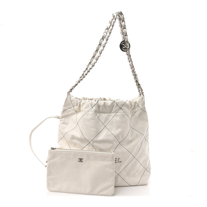 Chanel Shiny Calfskin Quilted Small Chanel 22 White Black 3 of 14