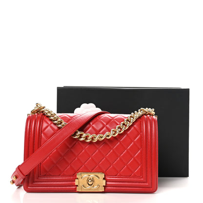 Chanel Lambskin Quilted Medium Boy Flap Red 12 of 12