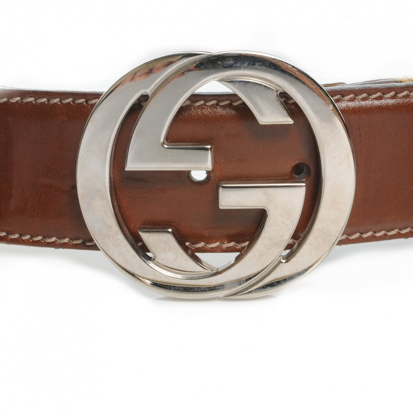 Leather Web GG Belt Biege 95 38