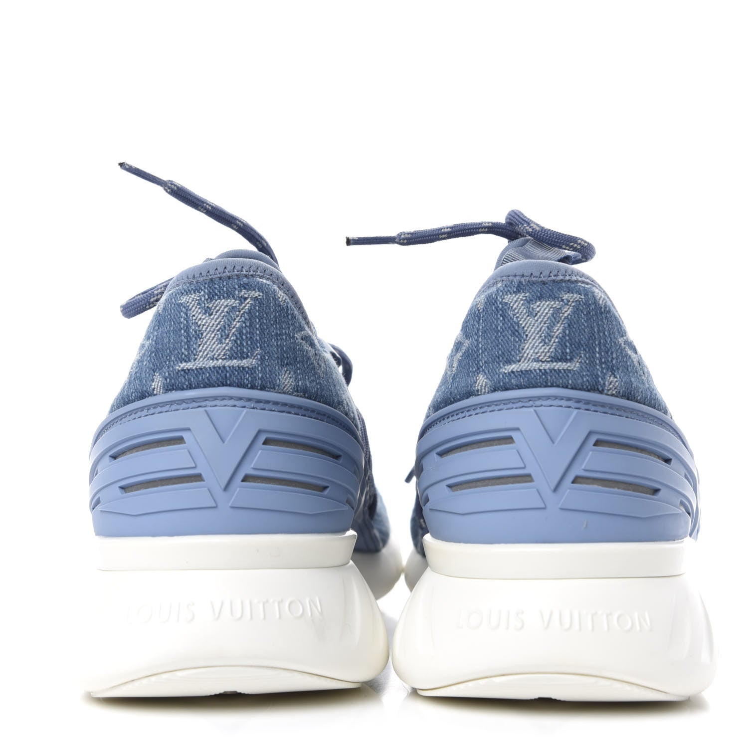Louis Vuitton Denim Rubber Monogram Fastlane Low Sneakers 5.5 Navy 7 of 10