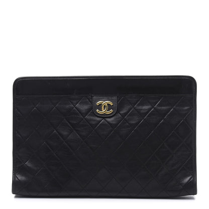 Chanel Lambskin Quilted CC Large Clutch Black 1 of 10