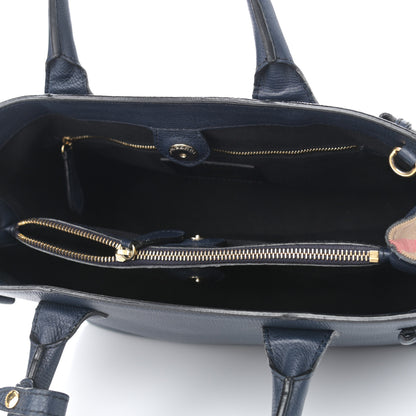 Burberry Grainy Calfskin House Check Medium Banner Tote Ink Blue 5 of 12