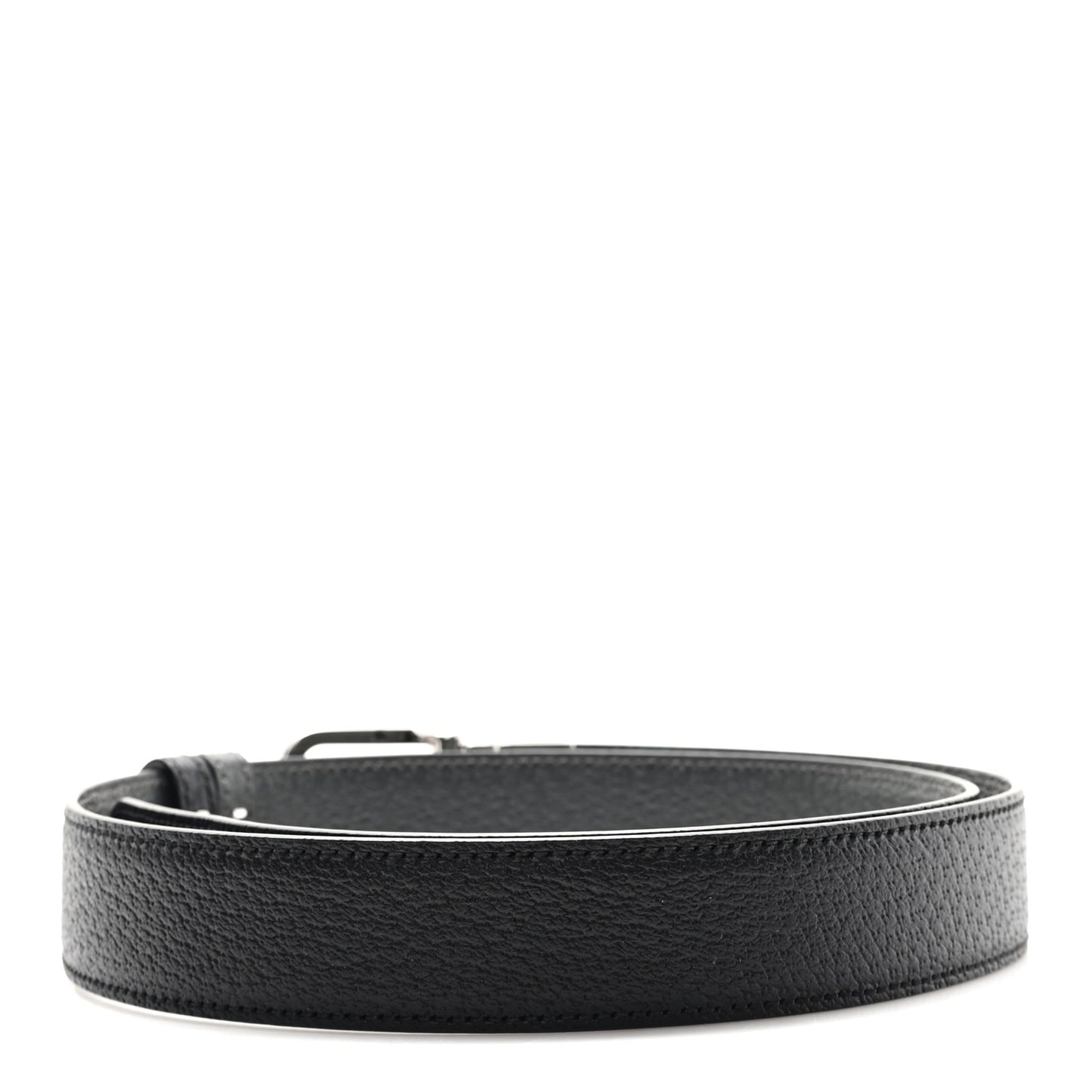Textured Dollar Calfskin Squared Interlocking G 30mm Reversible Belt 85 34 Black