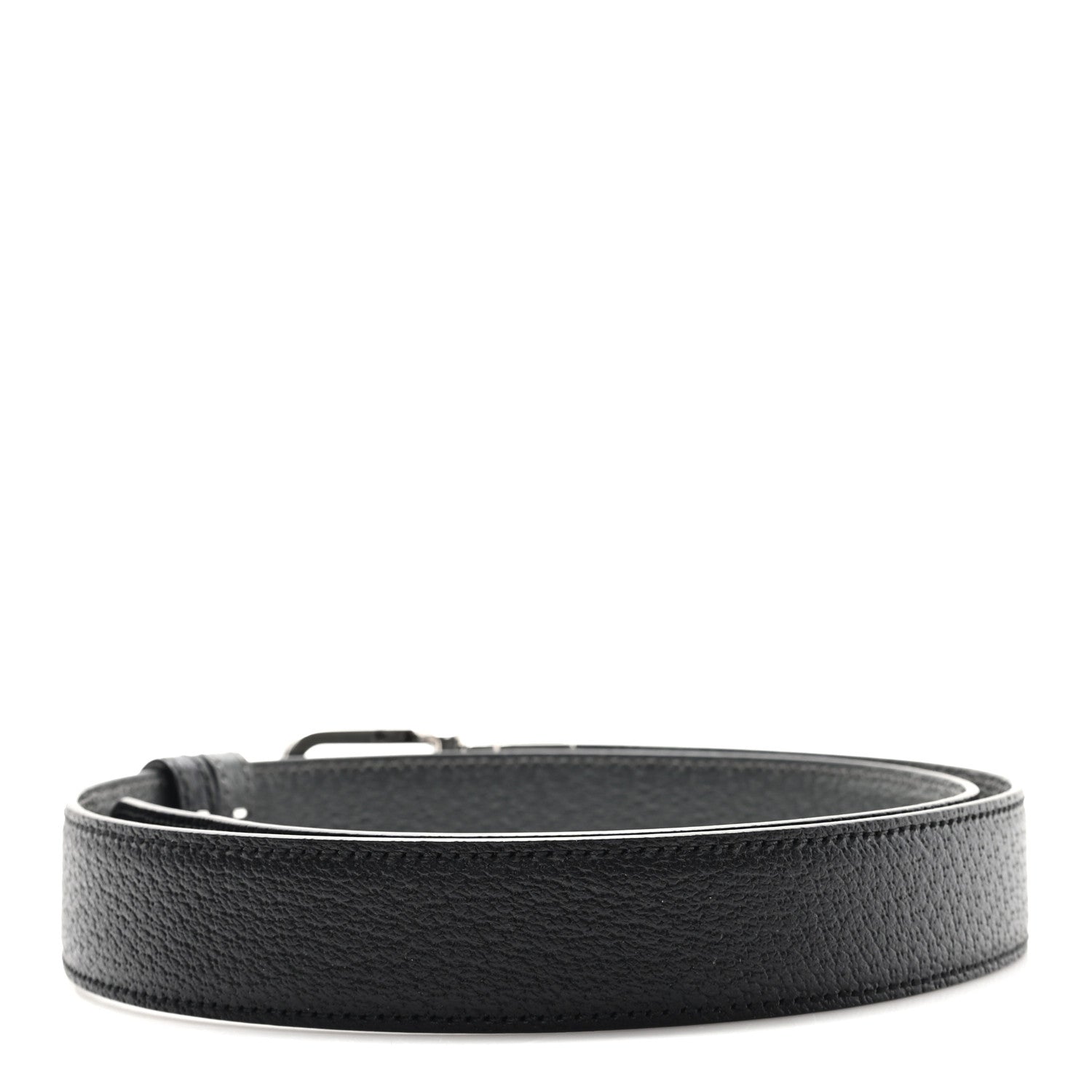 Gucci Textured Dollar Calfskin Squared Interlocking G 30mm Reversible Belt 85 34 Black 2 of 4