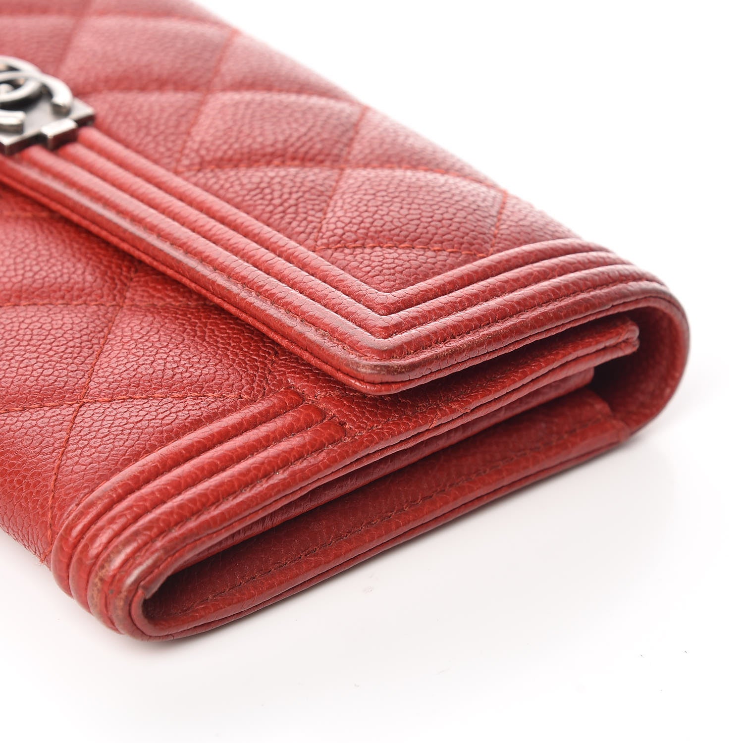 Chanel Caviar Quilted Boy Flap Wallet Red 16 of 18