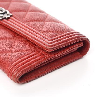 Chanel Caviar Quilted Boy Flap Wallet Red 16 of 18
