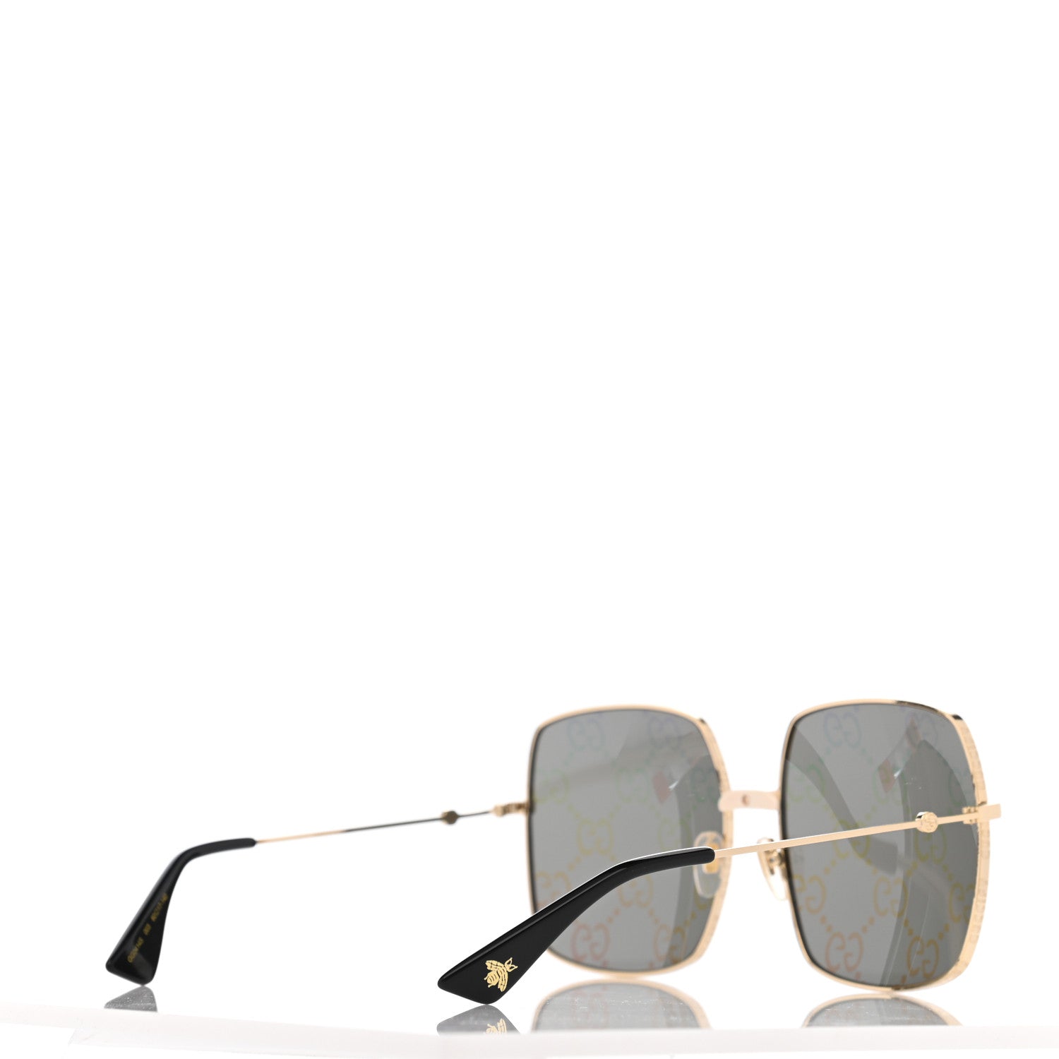 Gucci Metal Rectangular Frame Sunglasses GG0414S Gold Multicolor 7 of 16