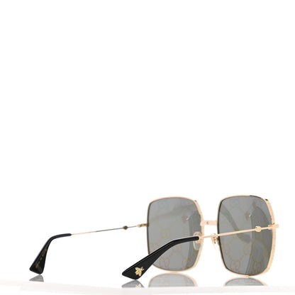 Gucci Metal Rectangular Frame Sunglasses GG0414S Gold Multicolor 7 of 16