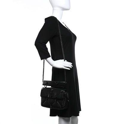 Valentino Garavani Nappa Monochrome Medium Roman Stud Shoulder Bag Black 2 of 9