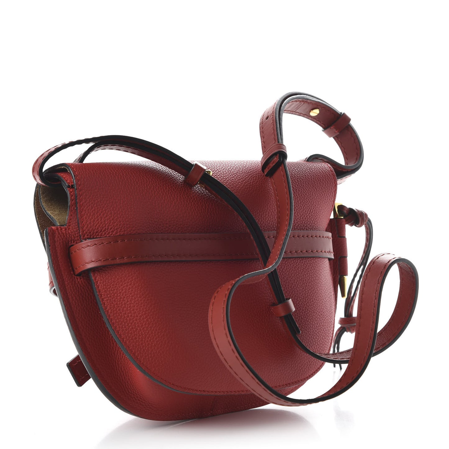 Soft Grain Calfskin Small Gate Crossbody Bag Scarlet Red Burnt Red