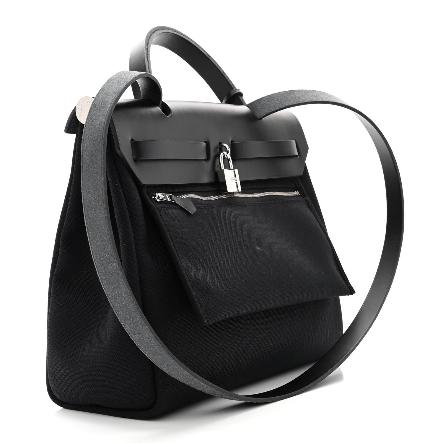 Hermes Military Toile Vache Hunter Herbag Zip PM 31 Black 3 of 12