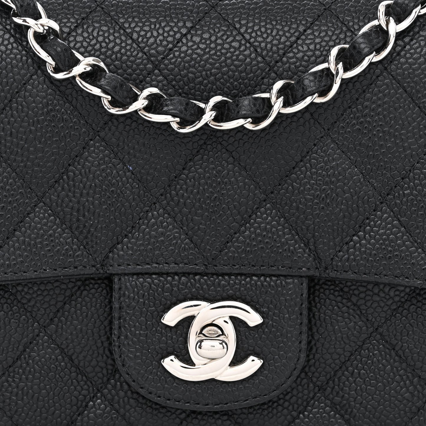 Caviar Quilted Mini Square Flap Black