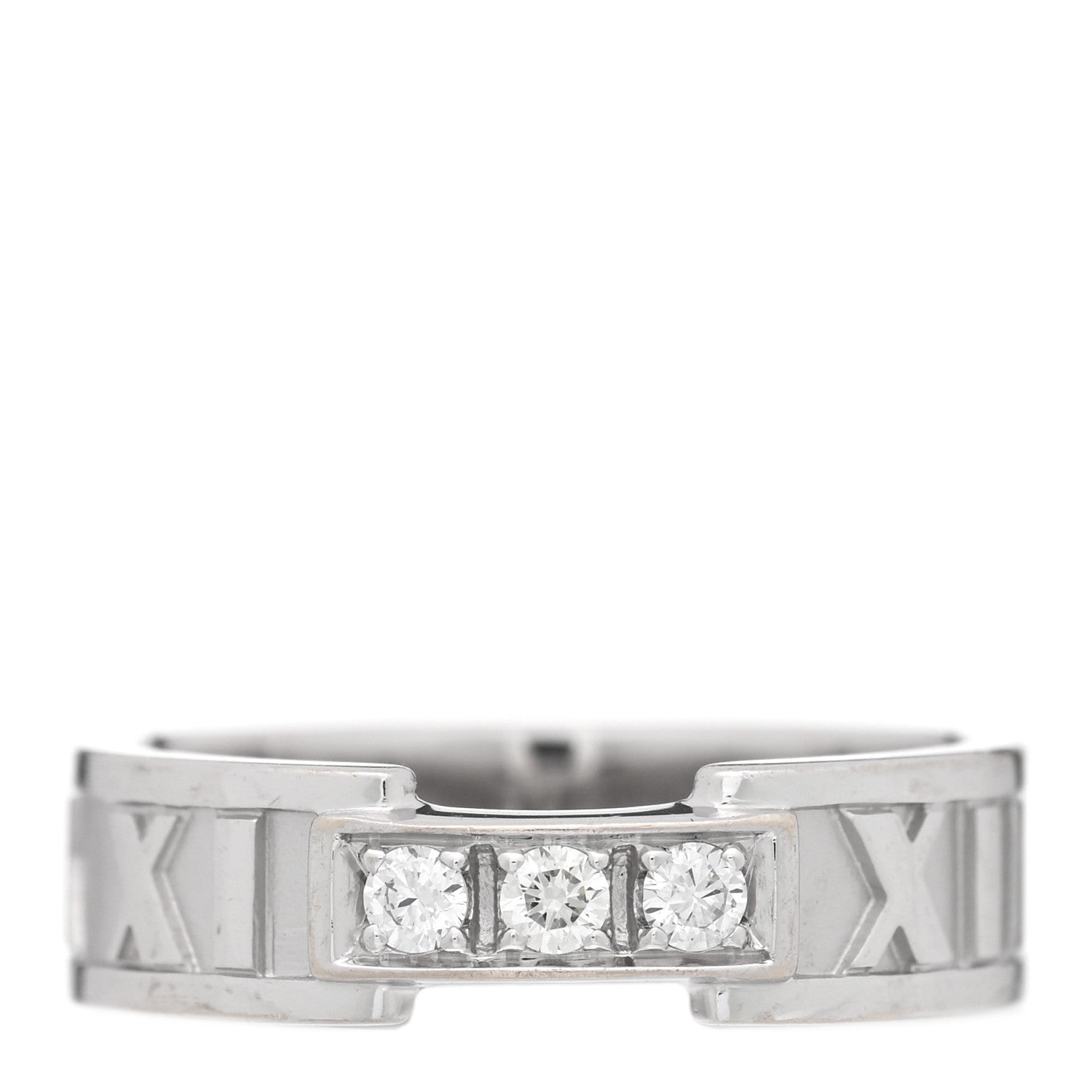 Tiffany 18k White Gold Diamond Atlas Ring 53/6.5 1 of 4