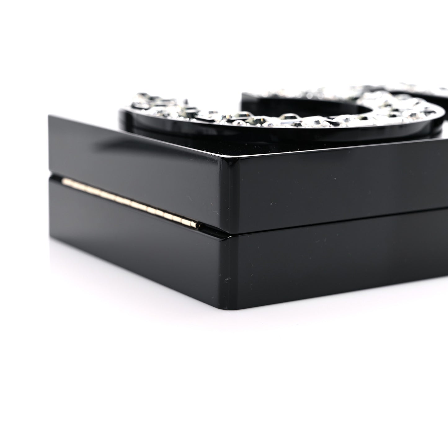 Plexiglass Strass Mosaic No 5 Minaudière Clutch Black