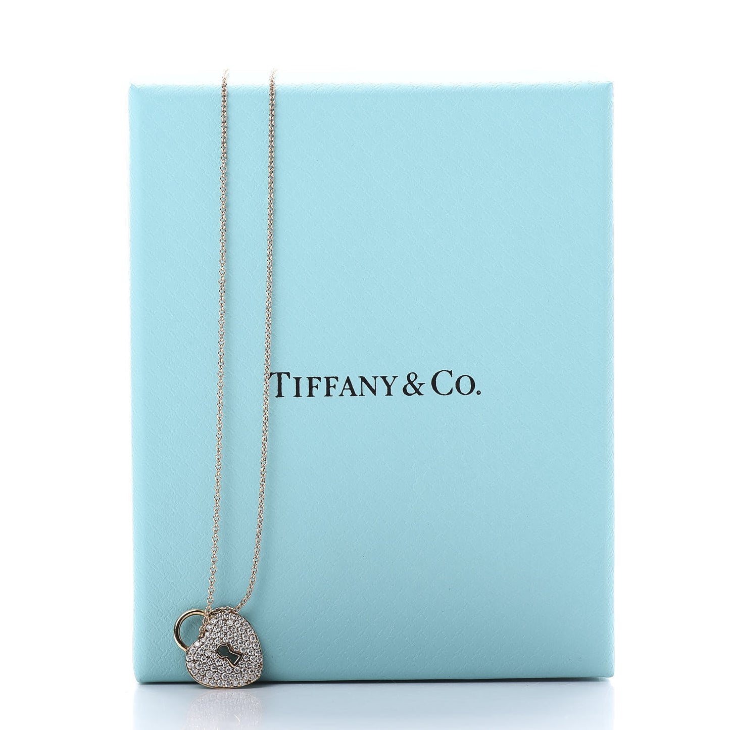 18K Yellow Gold Diamond Heart Lock Pendant Necklace