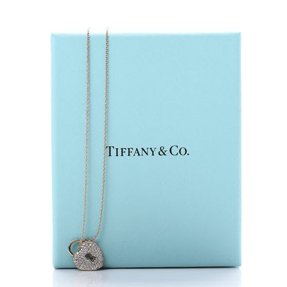 Tiffany 18K Yellow Gold Diamond Heart Lock Pendant Necklace 7 of 7
