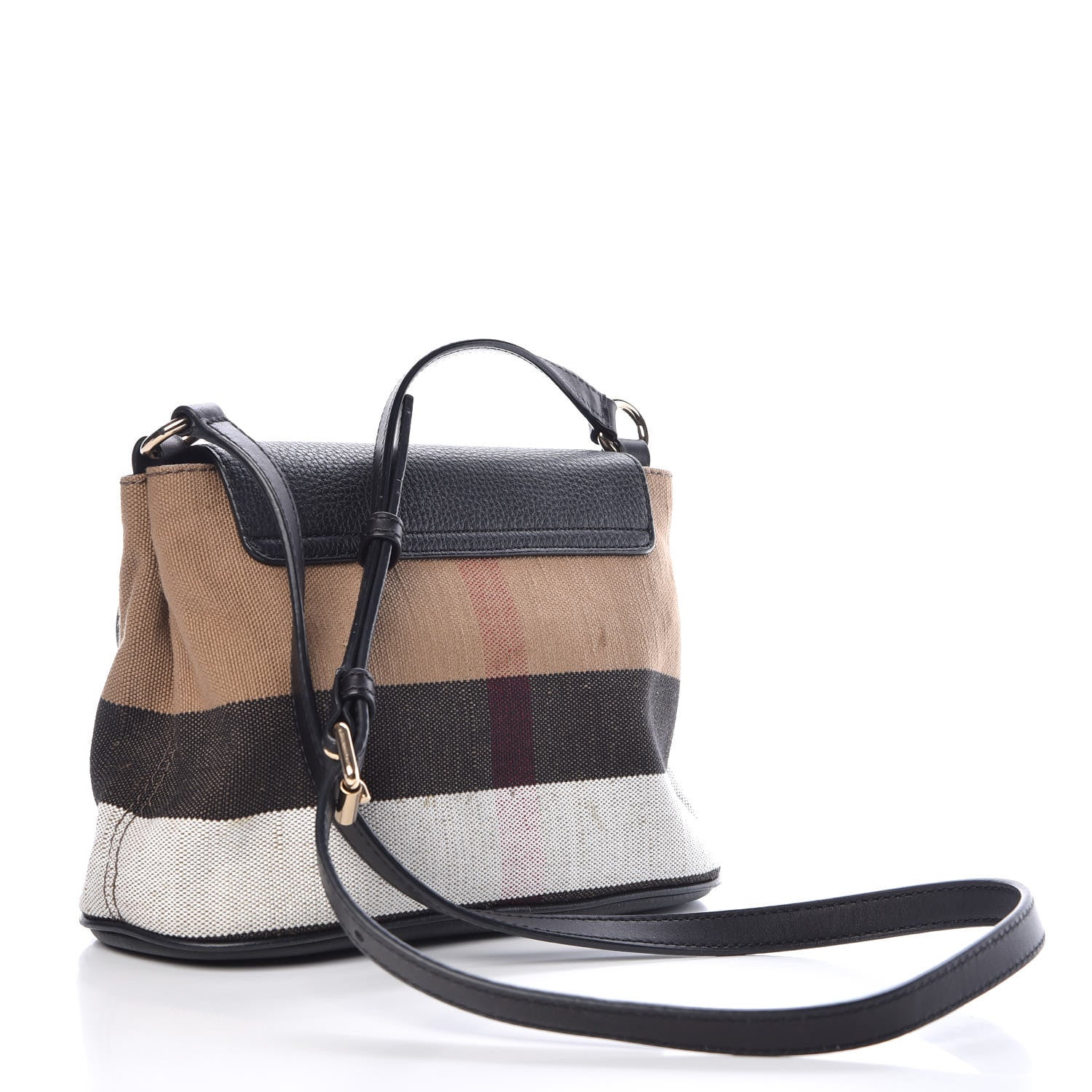 Burberry Mega Check Grainy Calfskin Small Gowan Messenger Bag Black 3 of 15