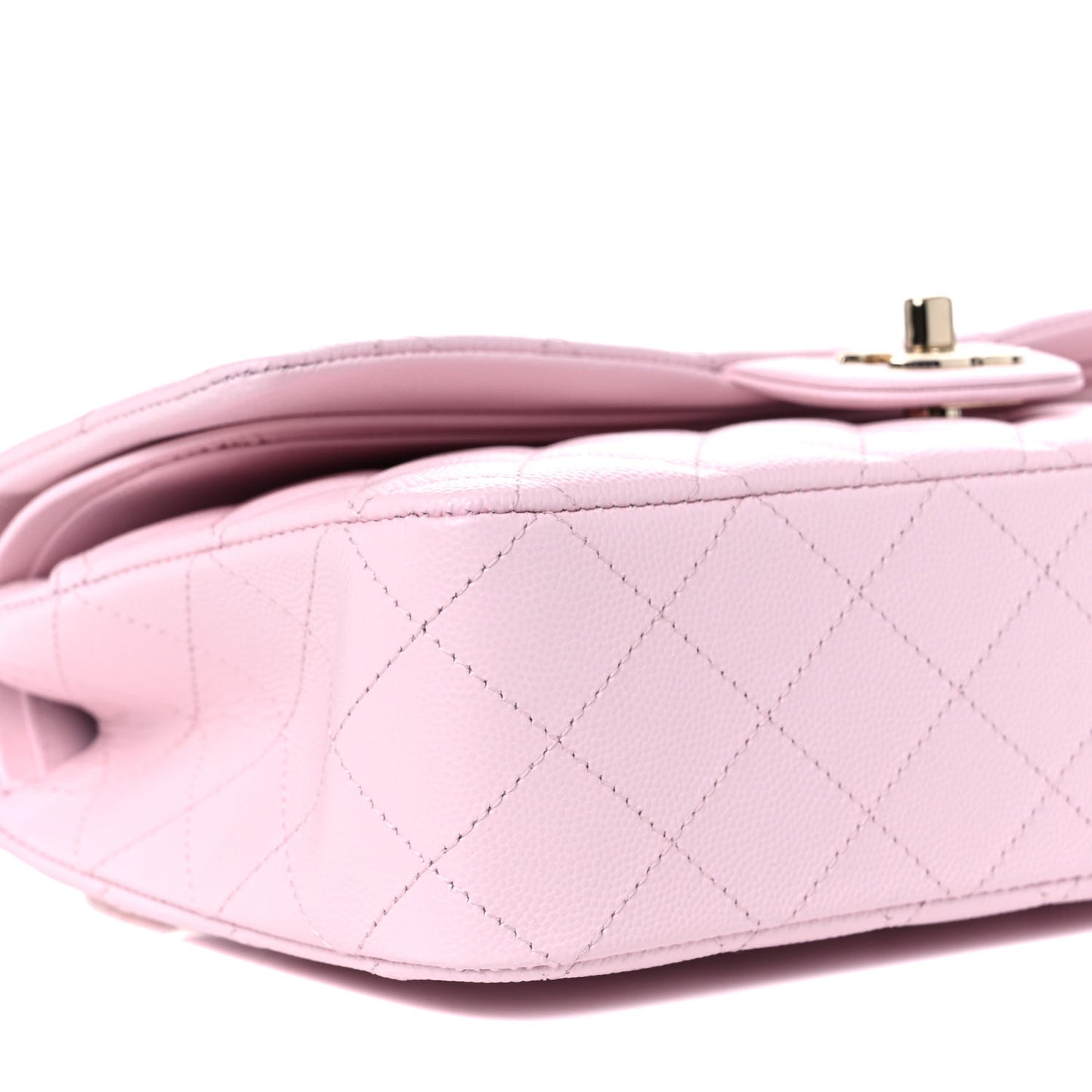 Caviar Quilted Medium Double Flap Light Pink